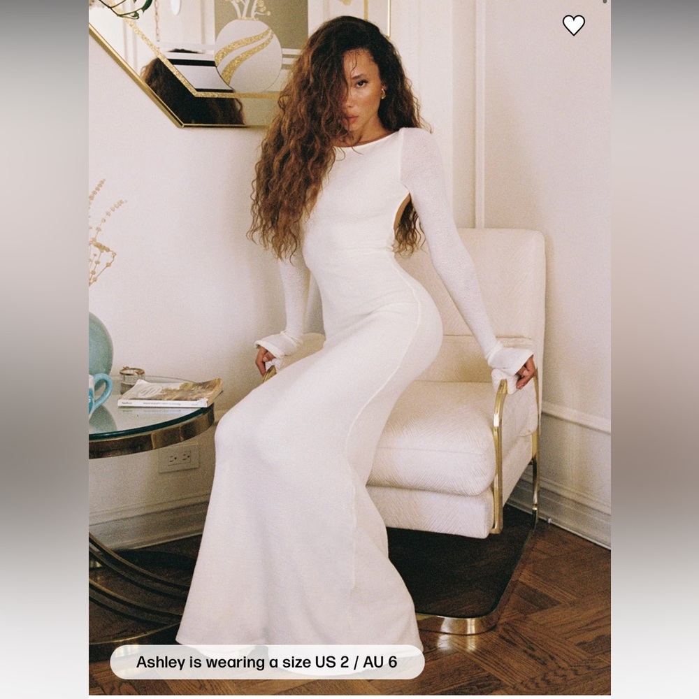 Princess Polly Cream Long Sleeve Maxi Gown